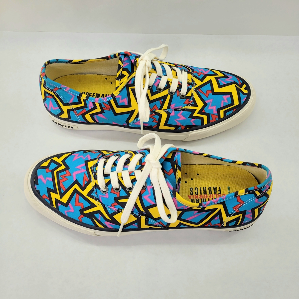 SEAVEES Hoffman Print Legend Sneaker Size 9.5 Mens Blue Neon Archival Artwork - Picture 5 of 9